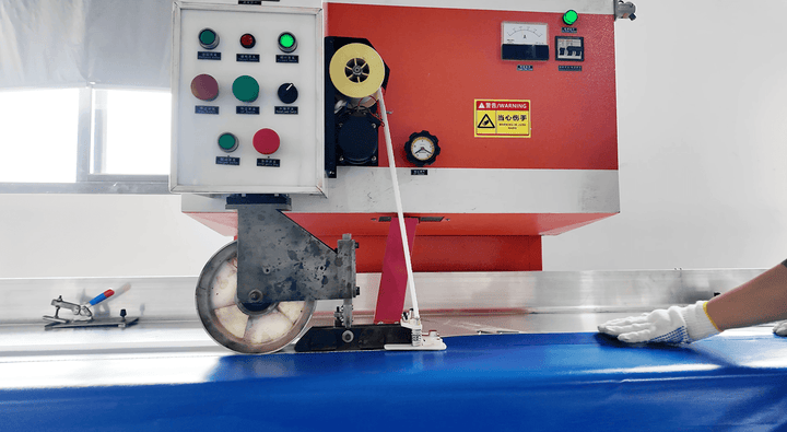 HF welding process for PVC water bladder manufacturing - factory production