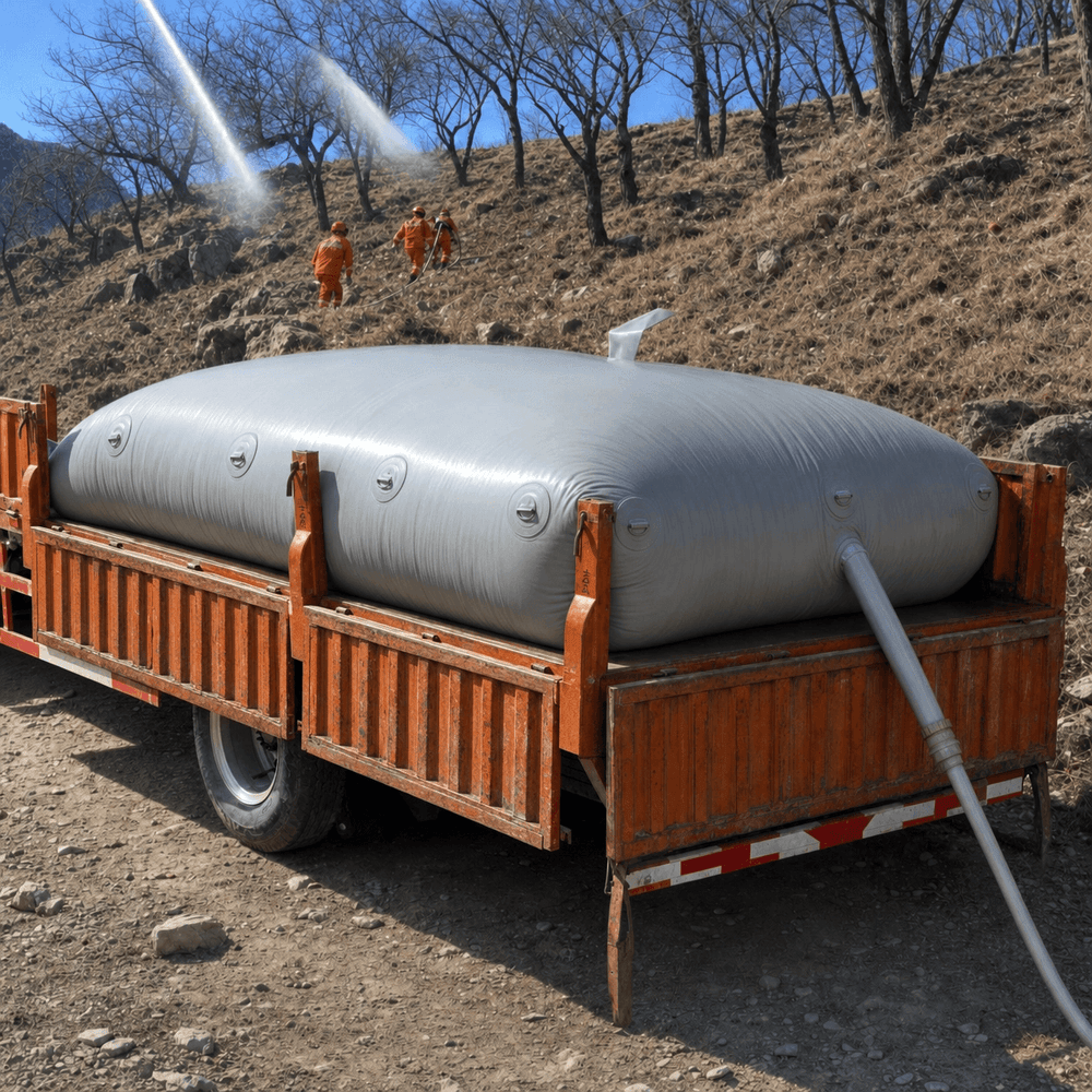 Portable water tank prepared for emergency response